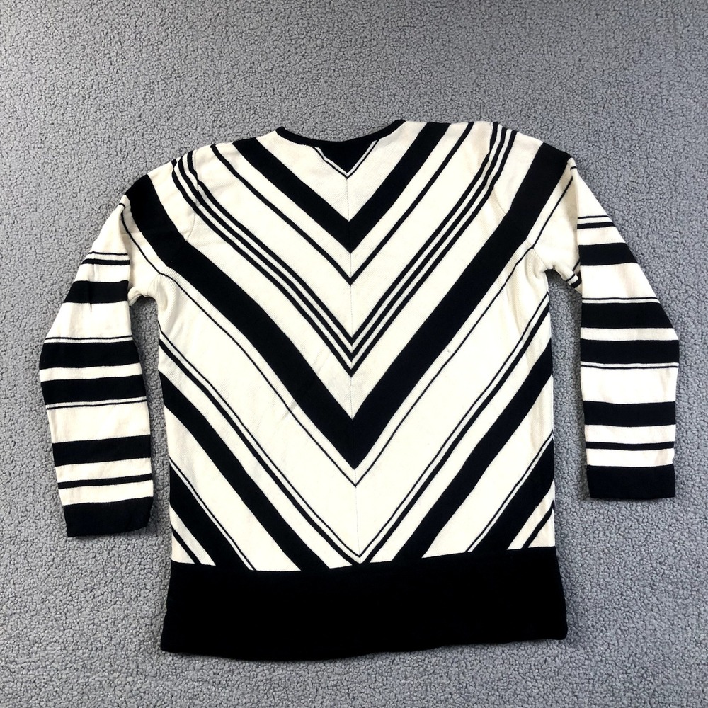 Dana Buchman Sweater Women's Sz XS Black Chevron Mesh V-neck - Picture 6 of 9